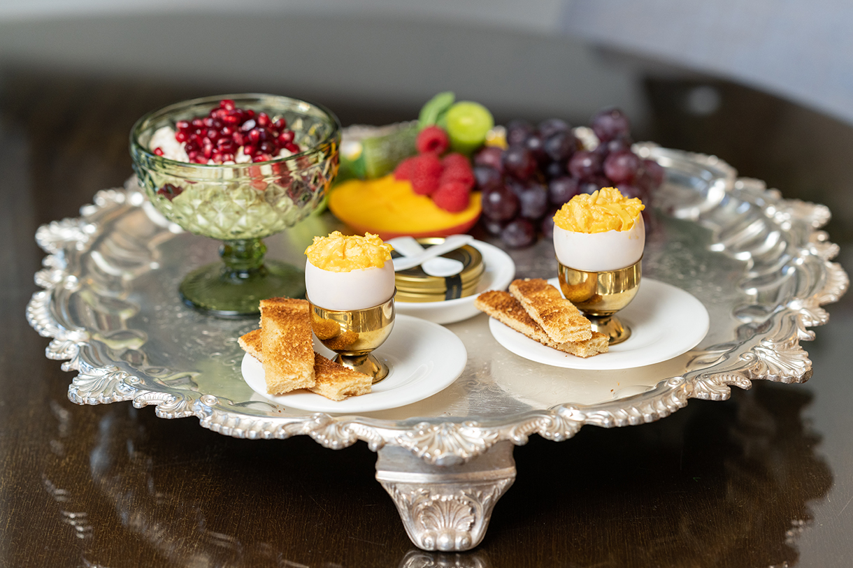 Royal breakfast with caviar and fruit